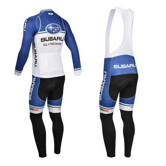 2013 Maillot Subaru Tirantes Mangas Largas Azul Y Blanco